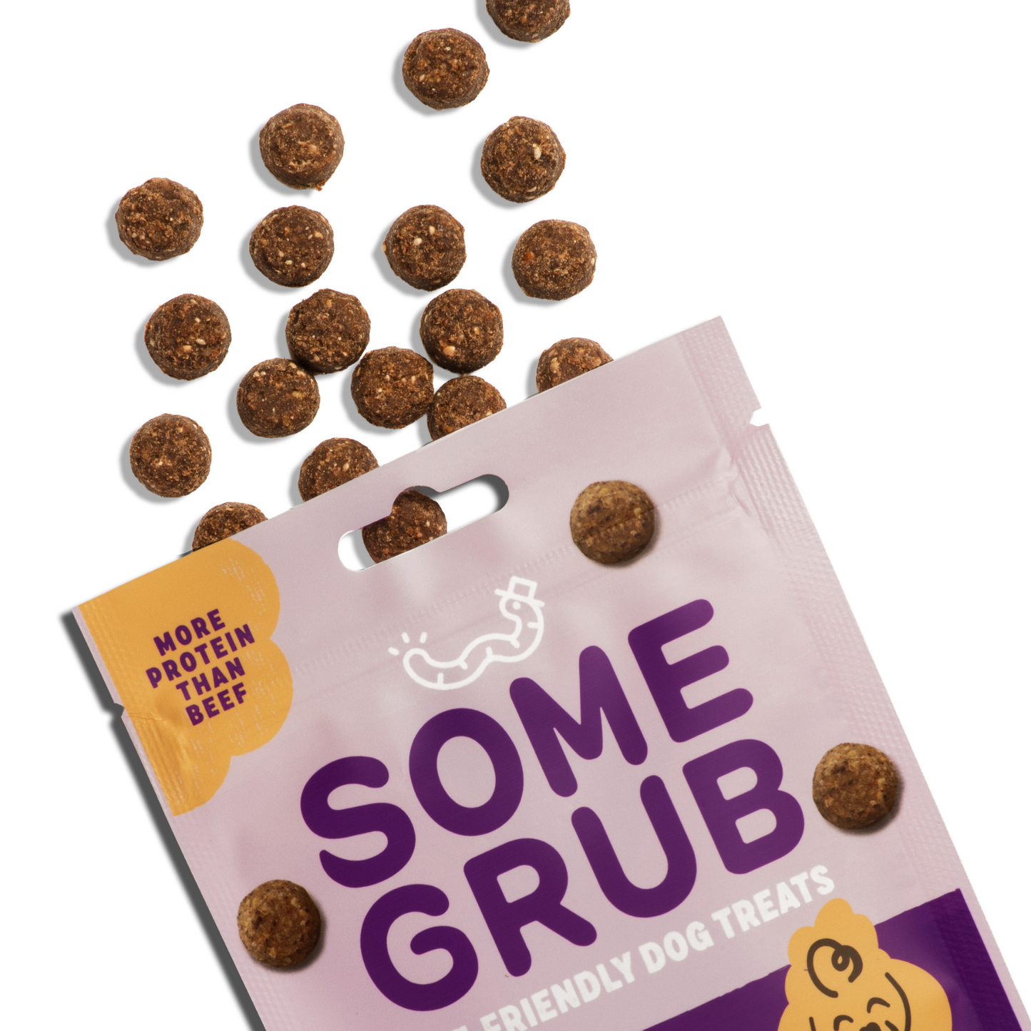 Some Grub dog treats packaging on a white background