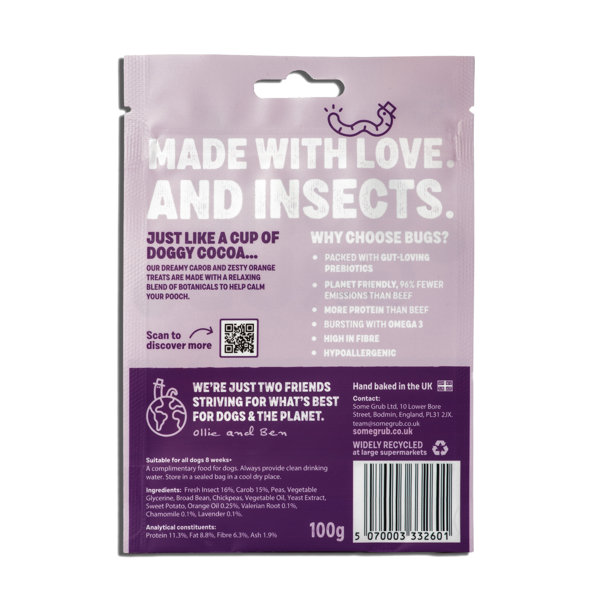 Some Grub dog treats packaging on a white background