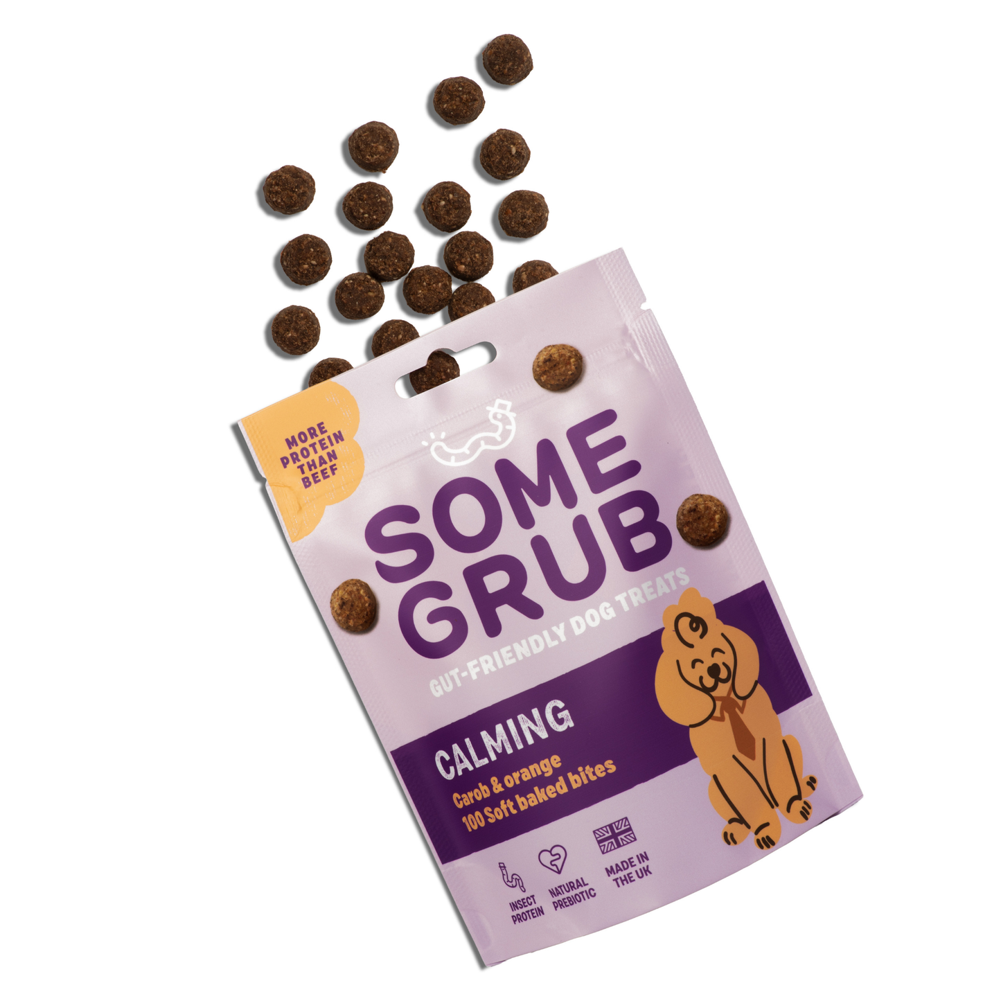 Some Grub dog treats packaging on a white background